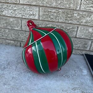 Home Christmas Ornament Red Cookie Jar w/ Lid Earthenware Dishwasher Safe